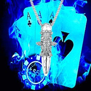 Stainless Steel Skull Bullet Pendant Necklace